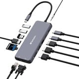 Verbatim CMH-14 USB Type-C 5000 Mbit/s Sølv, Docking station grå, USB Type-C, HDMI, RJ-45, USB 2.0, USB 3.2 Gen 1 (3.1 Gen 1) Type-A, USB 3.2 Gen 1 (3.1 Gen 1) Type-C, USB..., MicroSD (TransFlash), SD, 5000 Mbit/s, 60 Hz, Sølv