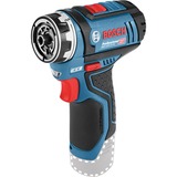 Bosch GSR 12V-15 FC Flex Professional 1300 rpm Nøglefri 600 g Sort, Blå, Skruetrækker Blå/Sort, uden Bitholder vedhæftet fil, Vinkelbeslag GFA, Ekscentrisk vedhæftning