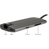 Inter-Tech GDC-802 USB 3.2 Gen 1 (3.1 Gen 1) Type-C 1000 Mbit/s Grå, Docking station USB 3.2 Gen 1 (3.1 Gen 1) Type-C, HDMI, RJ-45, MMC, MicroSD (TransFlash), 1000 Mbit/s, 30 Hz, 3840 x 2160