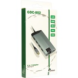 Inter-Tech GDC-802 USB 3.2 Gen 1 (3.1 Gen 1) Type-C 1000 Mbit/s Grå, Docking station USB 3.2 Gen 1 (3.1 Gen 1) Type-C, HDMI, RJ-45, MMC, MicroSD (TransFlash), 1000 Mbit/s, 30 Hz, 3840 x 2160