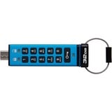 Kingston IronKey 32 GB USB-C Keypad 200C, FIPS 140-3, niv. 3 (afventer) AES-256, USB-stik FIPS 140-3, niv. 3 (afventer) AES-256, 32 GB, USB Type-C, 3.2 Gen 1 (3.1 Gen 1), 145 MB/s, Muffe, Blå