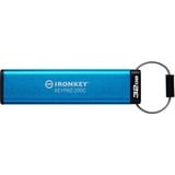 Kingston IronKey 32 GB USB-C Keypad 200C, FIPS 140-3 niveau 3 AES-256, USB-stik FIPS 140-3 niveau 3 AES-256, 32 GB, USB Type-C, 3.2 Gen 1 (3.1 Gen 1), 145 MB/s, Muffe, Blå