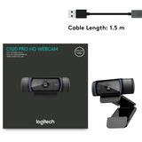 Logitech Hd Pro C920 webcam 3 MP 1920 x 1080 pixel USB 2.0 Sort Sort, 3 MP, 1920 x 1080 pixel, Fuld HD, 30 fps, 720p, 1080p, H.264