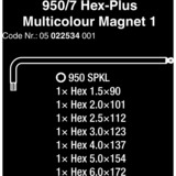 Wera 950/7 Hex-Plus Multicolour Magnet 1 vinkelnøglesæt, 7 dele, Skruetrækker 