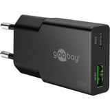 goobay USB-C PD GaN Dual Hurtigoplader Slim 30 W Sort