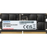 ADATA AD5S56008G-S hukommelsesmodul 8 GB 1 x 8 GB DDR5 262-pin SO-DIMM Sort, 8 GB, 1 x 8 GB, DDR5, 5600 MHz, 262-pin SO-DIMM