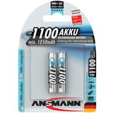 Ansmann 1x2 NiMH 1100 mAh Micro / AAA / HR03 Nikkel-Metalhydrid (NiMH), Batteri Sølv, AAA, Nikkel-Metalhydrid (NiMH), 10.5 x 44.5