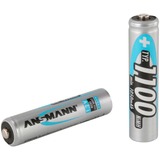Ansmann 1x2 NiMH 1100 mAh Micro / AAA / HR03 Nikkel-Metalhydrid (NiMH), Batteri Sølv, AAA, Nikkel-Metalhydrid (NiMH), 10.5 x 44.5