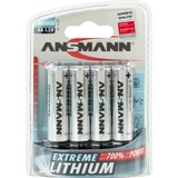 Ansmann Extreme Lithium AA Mignon Engangsbatteri Sølv, Engangsbatteri, Lithium, 4 stk, 10 År, Sølv, -40 - 60 °C