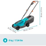 GARDENA Batteridrevet plæneklipper PowerMax 30/18V P4A solo, 18Volt Sort/Turkis