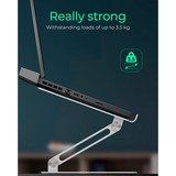 ICY BOX IB-NH300 Laptop stativ Sølv 43,2 cm (17"), Stander grå, Laptop stativ, Sølv, Aluminium, Silikone, 43,2 cm (17"), 3 kg, 15 cm