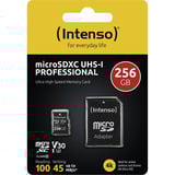 Intenso UHS-I Professional 256 GB microSDXC, Hukommelseskort Sort