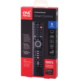 One for all Smart Control 5 fjernbetjening IR trådløs Lyd, Kabel, DTT, DVD/Blu-ray, Spillekonsol, Hjemmebiografsystem, IPTV, Media player, SAT, STB, TNT, TV, TV set-top-boks Tryk på knapper, Fjernbetjeningen Sort, Lyd, Kabel, DTT, DVD/Blu-ray, Spillekonsol, Hjemmebiografsystem, IPTV, Media player, SAT, STB,..., IR trådløs, Tryk på knapper, Sort
