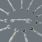 Wera 6006 Joker S / L - Selvjusterende dobbeltnøgle, Gaffelnøgle Sølv