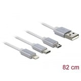 DeLOCK 85850 USB-kabel 0,98 m USB 2.0 USB A USB C/Micro-USB B/Lightning Sølv, Hvid Hvid/Sølv, 0,98 m, USB A, USB C/Micro-USB B/Lightning, USB 2.0, Sølv, Hvid