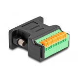 DeLOCK D-Sub 9-pin hun > terminalblokadapter med trykknap Sort