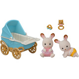 EPOCH Sylvanian Families - Chokoladehare Tvillinger med Barnevogn, Bygge legetøj 