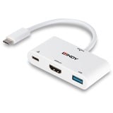 Lindy 43340 USB grafisk adapter 3840 x 2160 pixel Hvid, USB hub Hvid, 3840 x 2160 pixel