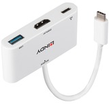 Lindy 43340 videokabel adapter 0,18 m HDMI + USB Type-A USB Type-C Hvid, USB hub Hvid, 0,18 m, HDMI + USB Type-A, USB Type-C, Hunstik, Hanstik, Lige