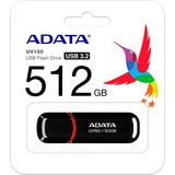 ADATA UV150 USB-nøgle 512 GB USB Type-A 3.2 Gen 1 (3.1 Gen 1) Sort, Rød, USB-stik Sort/Rød, 512 GB, USB Type-A, 3.2 Gen 1 (3.1 Gen 1), 100 MB/s, Hætte, Sort, Rød