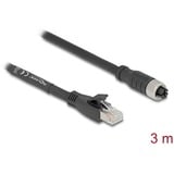 DeLOCK M12 kabel X-kodet 8-polet hunstik > RJ-45 stik, Cat.5e S/FTP Sort
