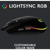 Logitech G203 Lightsync mus USB Type-A 8000 dpi, Gaming mus Sort, USB Type-A, 8000 dpi, 1 ms, Sort