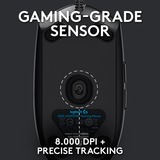 Logitech G203 Lightsync mus USB Type-A 8000 dpi, Gaming mus Sort, USB Type-A, 8000 dpi, 1 ms, Sort