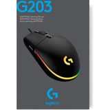 Logitech G203 Lightsync mus USB Type-A 8000 dpi, Gaming mus Sort, USB Type-A, 8000 dpi, 1 ms, Sort