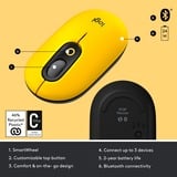 Logitech POP Mouse mus Ambidextrous RF trådløs + Bluetooth Optisk 4000 dpi Gul/Sort, Ambidextrous, Optisk, RF trådløs + Bluetooth, 4000 dpi, Gul