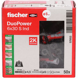 fischer DuoPower-pløk 6x30 S, Dyvel Lys grå/Rød