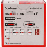 fischer DuoPower-pløk 6x30 S, Dyvel Lys grå/Rød