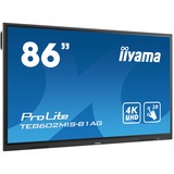 iiyama TE8602MIS-B1AG skilte display Interaktivt fladpanel 2,18 m (86") IPS Wi-Fi 350 cd/m² 4K Ultra HD Sort Berøringsskærm Indbygget processer Android 9.0, Offentlig visning Sort, Interaktivt fladpanel, 2,18 m (86"), IPS, 3840 x 2160 pixel, Wi-Fi