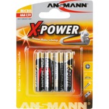 Ansmann Micro / AAA / LR03 Engangsbatteri Alkaline Engangsbatteri, AAA, Alkaline, 1,5 V, 4 stk, Sort