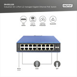 Digitus Industriel 16+2-port L2 administreret Gigabit Ethernet PoE, Switch 