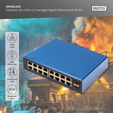 Digitus Industriel 16+2-port L2 administreret Gigabit Ethernet PoE, Switch 