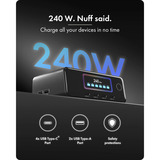 ICY BOX Diamond Charge 2401 GaN-oplader med LCD-TFT display Sort