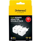 Intenso Power Adapter W30C 2-pack GaN, Oplader Hvid