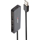 Lindy 42986 interface hub USB 2.0 480 Mbit/s Sort, USB hub USB 2.0, USB 2.0, 480 Mbit/s, Sort, Plast, Rundt kabel