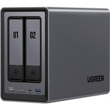 UGREEN DXP2800 Bundle med 2x Toshiba N300 4 TB (MN10ADA400ES), NAS grå/Sort
