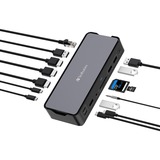 Verbatim CDS-15 Ledningsført USB 3.2 Gen 1 (3.1 Gen 1) Type-C Sort, Grå, Docking station aluminium/Sort, Ledningsført, USB 3.2 Gen 1 (3.1 Gen 1) Type-C, 100 W, 3,5 mm, 1000 Mbit/s, Sort, Grå