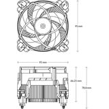 ARCTIC Alpine 17 Processor Luftkøler 9,2 cm Sort, Sølv 1 stk, CPU køler Sort/Hvid, Luftkøler, 9,2 cm, 100 rpm, 2000 rpm, 0,3 blæser, Sort, Sølv