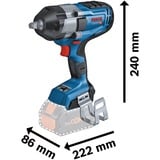 Bosch GDS 18V-1000 C Professional 1750 rpm Sort, Blå, Schlagskruemaskine Blå/Sort, Slagnøgle, Pistolhåndtag, 1/2", Sort, Blå, 1750 rpm, 1300 rpm