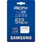 Samsung MB-MD512SA/EU hukommelseskort 512 GB MicroSDXC UHS-I Klasse 10 Blå, 512 GB, MicroSDXC, Klasse 10, UHS-I, 180 MB/s, 130 MB/s