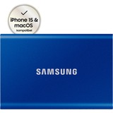 Samsung Portable SSD T7 2 TB USB Type-C 3.2 Gen 2 (3.1 Gen 2) Blå, Solid state-drev Blå, 2 TB, USB Type-C, 3.2 Gen 2 (3.1 Gen 2), 1050 MB/s, Beskyttelse af adgangskode, Blå