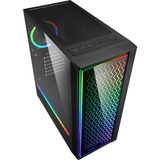 Sharkoon RGB LIT 200 Midi Tower Sort, Towerkabinet Sort, Midi Tower, PC, Sort, ATX, micro ATX, Mini-ITX, Blå, Grøn, Rød, Kabinet faner, Front