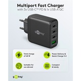 goobay USB-C multiport hurtigoplader, PD, GaN, 68 watt Sort