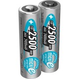 Ansmann 5035432 husholdningsbatteri AA Nikkel-Metalhydrid (NiMH) Sølv, AA, Nikkel-Metalhydrid (NiMH), 1,2 V, 2500 mAh, 14,5 x 14,5 x 50,5 mm