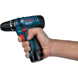 Bosch GSB 12V-15 1300 rpm Sort, Blå, Slagborer skruemaskine Blå/Sort, Pistolgreb boremaskine, Børstefri, Sort, Blå, 1 cm, 1300 rpm, 1,9 cm