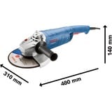 Bosch GWS 2200 P PROFESSIONAL vinkelsliber 23 cm 6500 rpm 2200 W 5,3 kg Blå, 6500 rpm, 23 cm, Vekselstrøm, 5,3 kg