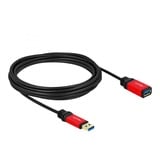 DeLOCK USB 3.2 Gen 1 forlængerledning, USB-A stik > USB-A hunstik Sort/Rød
